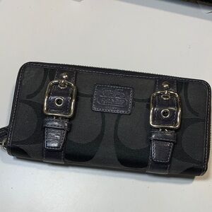 Coach Black Wallet with Silver Buckles